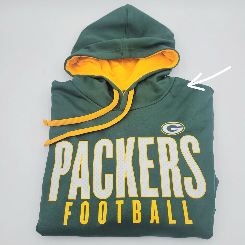 Green Bay Packers Men's MED NFL Team Apparel Pullover Hoodie NWT With STAIN